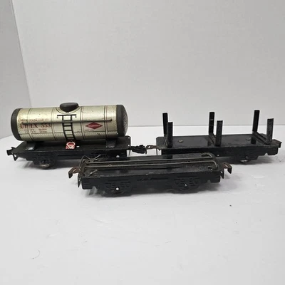 Marx 553 UTLX, вагон-цистерна с одним куполом Union литографский и 2 вагона-платформы калибр O масштаб 1:48 - Изображение 1 из 4