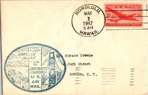 United Airlines First Flight Honolulu Hawaii - San Francisco California - 1947 - Picture 1 of 2