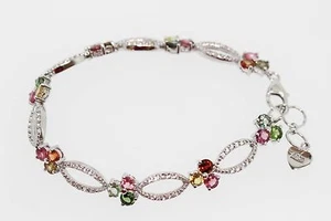 925 Multicolor Tourmaline / White Topaz Bracelet (7.29 cts) - Picture 1 of 1