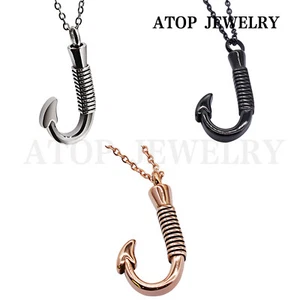 NEW Urn Necklace For Ashes Fish Hook Cremation Pendant Memorial Jewelry Keepsake - Picture 1 of 9