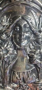 Favoloso Specchio Mano Art Nouveau Donna Fiori Argento Sterling Bellissimo Antico - Foto 1 di 12