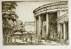 Elisenbrunnen in Aachen / Alte Radierung, handsigniert H. Braun / 1920 - Bild 1 von 8