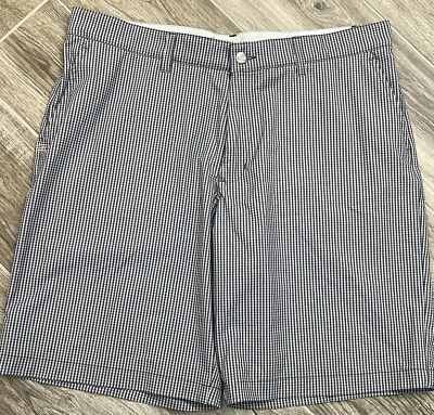 "Pantalones cortos de rendimiento de golf ADIDAS 36 para hombre gris/negro a cuadros poliéster/spandex 9""" Foto 1 de 4