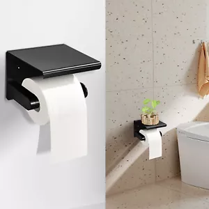WC Toilettenpapierhalter Rollenhalter ohne Bohren Handyablages Papierhalterung - Bild 1 von 6