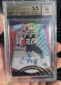 2017 Panini Convention VIP Auto Christian McCaffrey �� Jersey ##5/10 BGS 9.5 QUAD - Bild 1 von 8
