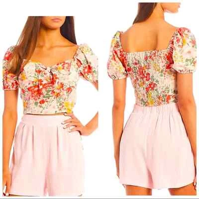 Love and Piece Puff Short Knot-Front Floral Print Size XL - Image 1 of 4