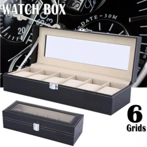 6 Rejillas Reloj Almacenamiento Estuche Vitrina Joyería Organizador Soporte Cuero Coleccionar - Imagen 1 de 19