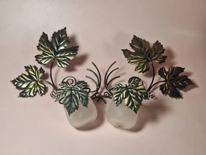 Partylite Vintage Wall Sconce Set With Frosted Glass Votive Holders & Leaf Desig - Picture 1 of 7