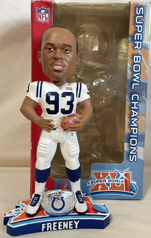 Dwight Freeney Super Bowl XLI Bobblehead - Ring Base - Indianapolis Colts NFL Cover