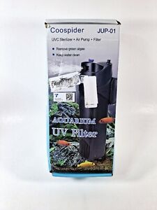 Coospider JUP-01 Aquariums Tank Submersible UV Filter NIB NEW 211gph 9 Watt UVC