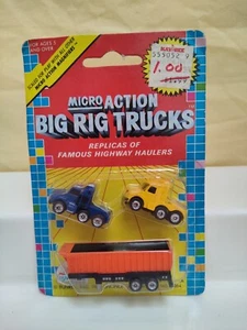 MICRO ACTION MACHINES 2 BIG RIG CABS 1 ORANGE DUMP TRAILER SEMI HIGHWAY HAULERS - Picture 1 of 2