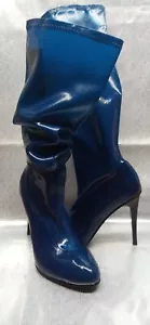 Latex gummi kniehohe Stiefel VIELE FARBEN Gr 38 - 47 RV, neu, 12 cm Absatz, PL - Bild 1 von 11