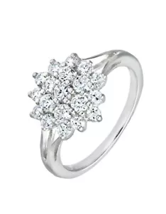 Silber Ring Cluster erstellt Diamant florales Design Luxus Geschenkbox kostenloser Versand - Bild 1 von 10