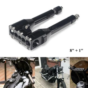 Top Clamp Straight Style Black Handlebar Risers Kit For Harley Dyna Street Bob - Picture 1 of 7