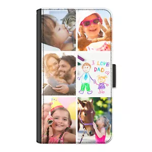 Personalised Phone Case For iPhone 15/14/13/12/11 Photo Collage PU Leather Cover - Picture 1 of 12