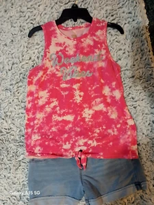 Girls outfit tank top xl and shorts size 14 arizona and true craft - Picture 1 of 5