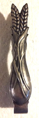 Pinças de gelo ~ Padrão de talo de trigo ~ VINTAGE ~ Aço inoxidável revestido ~7"~ quase perfeito - Imagem 1 de 4