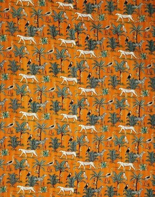 Edredón de algodón suave estampado animal Kantha hecho a mano reversible para ropa de cama Foto 1 de 4