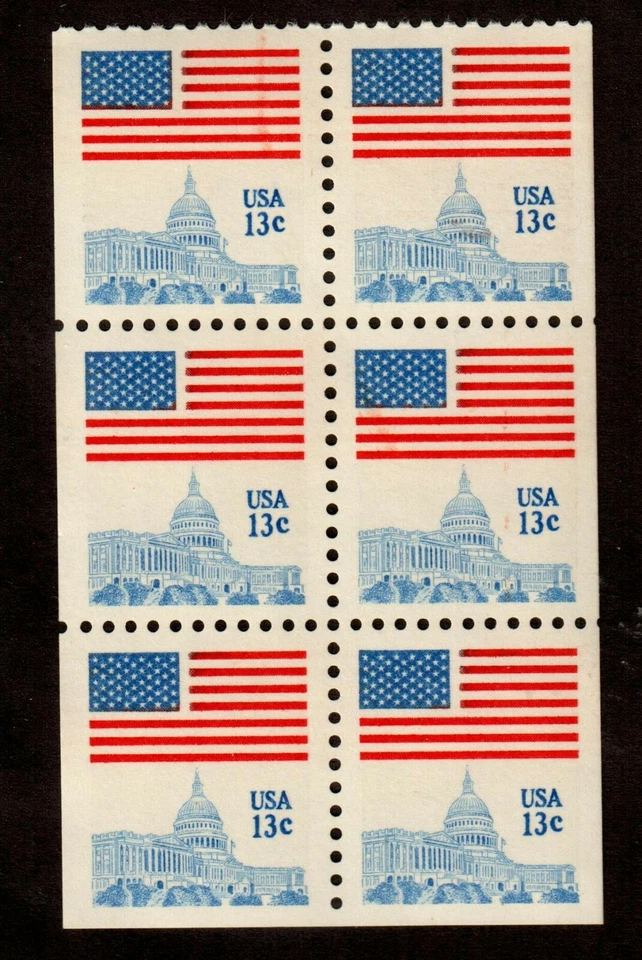 Scott 1623 13¢ Flag Over Capitol booklet pane MNH Free Shipping!!! - Image 1 of 1