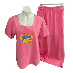 Conjunto de falda top Fresh Produce para mujer rosa mediano playa peces vacaciones complejo tejido - Imagen 1 de 15