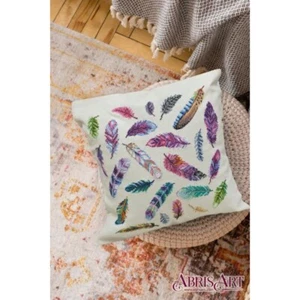 Kit de almohada punto de cruz contado plumas hágalo usted mismo arte Abris - Imagen 1 de 3