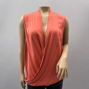Diane Von Furstenberg DVF Top Women 14 Issie Silk Blouse Sleeveless Draped Pink - Picture 1 of 9