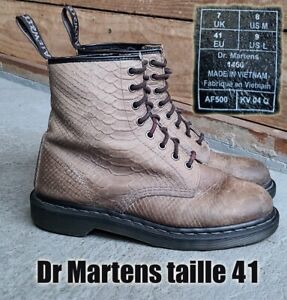 Dr MARTENS taille 41 UK7 cuir marron effet croco 1460