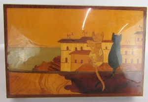 Music Box With View With Cats Plays "Torna A Surriento" When Lid Is Lifted - Picture 1 of 17