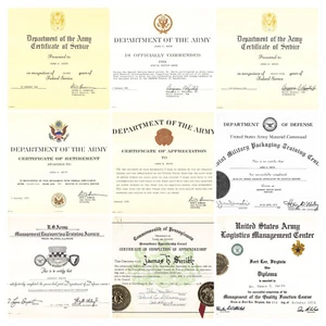 Military Certification Lot Vintage 50s 70s 80s Certificates (9) + 1 - Picture 1 of 12