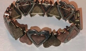 Cute Metal & Copper Heart Bracelet Stretch Love Christmas Valentines Lovers - Picture 1 of 5