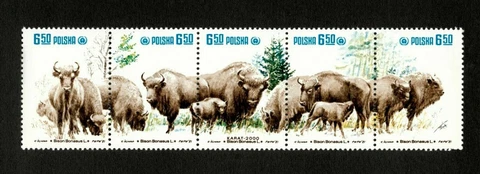 Poland 1981 - Scott# 2471 - Bison, Flora and Fauna - Strip of 5 Stamps - MNH Cover