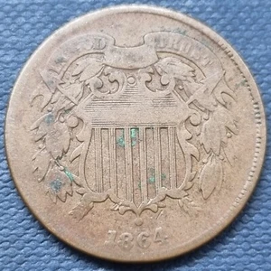 1864 Two Cent Piece 2c Better Grade #66873 - Picture 1 of 2