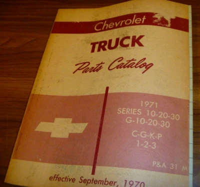 Chevrolet Chevy P10 P20 P30 1971 furgoneta manual de piezas catálogo Foto 1 de 2