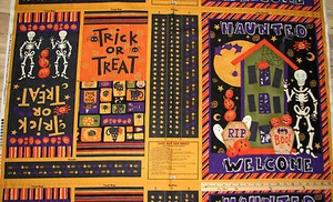 Cats Bats & Bones Debbie Mumm Halloween Treat Bag or Door Panel Fabric 23" - Picture 1 of 1