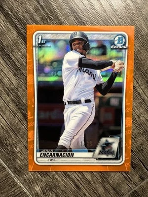 JERAR ENCARNACION 2020 BOWMAN CHROME 1ST “ORANGE REFRACTOR” SSP /25 - MARLINS RC - Image 1 of 2