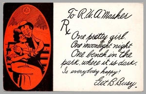 To R. U. A. Masher Rx One Pretty Girl One Moonlight Night 1907 Verse Postcard - Imagen 1 de 2