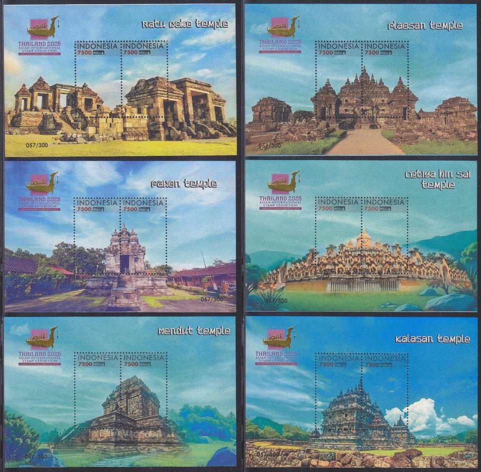 Indonesia - Indonesie Issue 2025-08-08 (6x SS-a) Buddhist Temples - Image 1 of 1