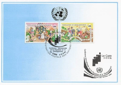 United Nations Geneva 258-259 Maximum Blue Card Stamp Show Le Caire - Image 1 of 2