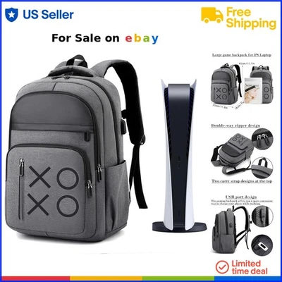 Gaming Backpack Polyester for PS5 PS4 Console Accessories Carrying Case Grey - Image 1 of 4