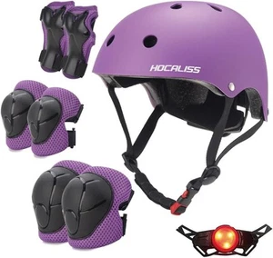 Kids Bike Helmet with LED Safety Light Toddler Small, Purple  - Picture 1 of 7