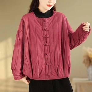 Winter Women Vintage Style Corduroy Padded Jacket Ladies Quilted Coat Thick Warm - Picture 1 of 22