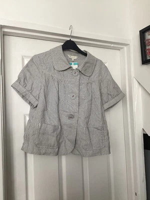 Ladies Marks And Spencer Black And White Stripped Short Jacket Size 14 Bnwt  - Image 1 of 4