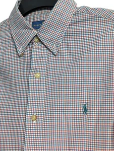 Ralph Lauren Shirt Slim Fit Check Button Down Red & Blue Size M - Picture 1 of 7