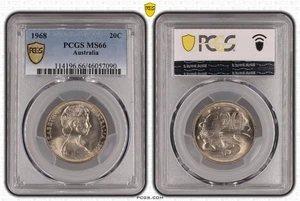 Australia Key Date 1968 20c Twenty Cent Coin PCGS Gem Unc MS66 #7090 - Picture 1 of 1