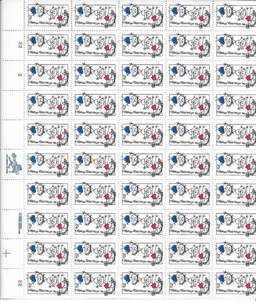 US #2104 Full Mint Sheet - Family Unity Commemorative Issue - 20 cents MNH - Image 1 of 1