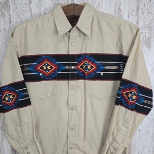 Vintage Wrangler Western Hemd Herren M Aztec Pearl Snap Southwest X Long Tail 80er - Bild 1 von 17