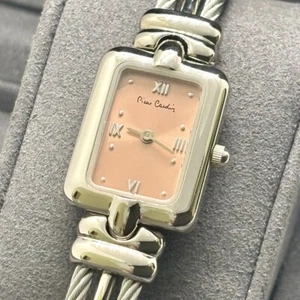 Auténtico reloj de cuarzo Pierre Cardin analógico rectangular plateado naranj... - Imagen 1 de 6