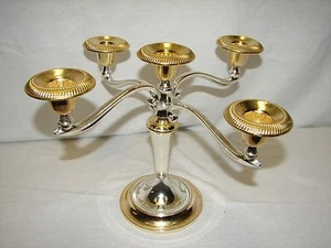 Candelabra Gold and Silver or Silver Plate Candelabra holds 5 candles - Picture 1 of 3
