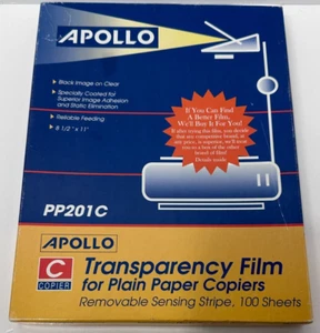 Apollo Plain Paper Copier Transparency Film 100 Sheets 8½" x 11" - NEW PP201C - Picture 1 of 3