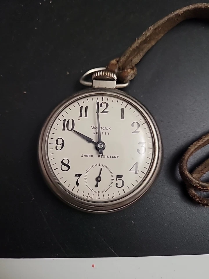 Vintage Westclox Scotty Pocket Watch Silver Working Condition USA 1950s - Image 1 of 3